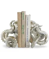 Decorative Resin Octopus Bookends, Silver-Tone, Set of 2