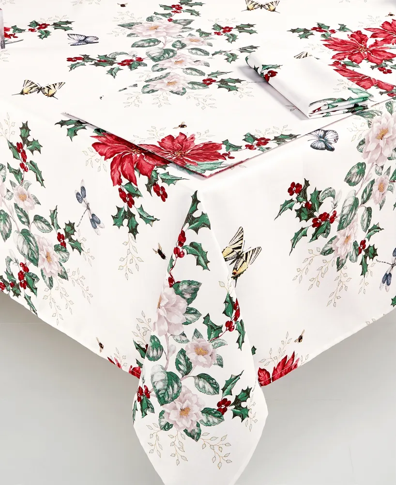 Lenox Butterfly Meadow Poinsettia Tablecloth, 60" x 120"