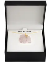 Rose Quartz (27mm) Elephant 18" Pendant Necklace in 18k Gold-Plated Sterling Silver