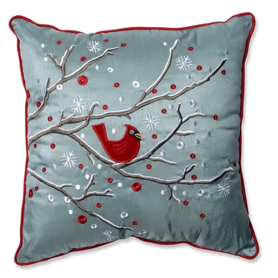 Holiday Cardinal on Snowy Branch 16.5" Throw Pillow