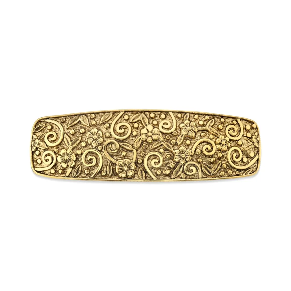 2028 Gold-tone Floral Etched Hair Barrette