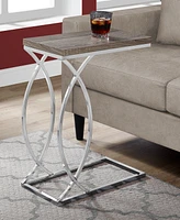 Monarch Specialties Chrome Metal Edgeside Accent Table in Dark Taupe