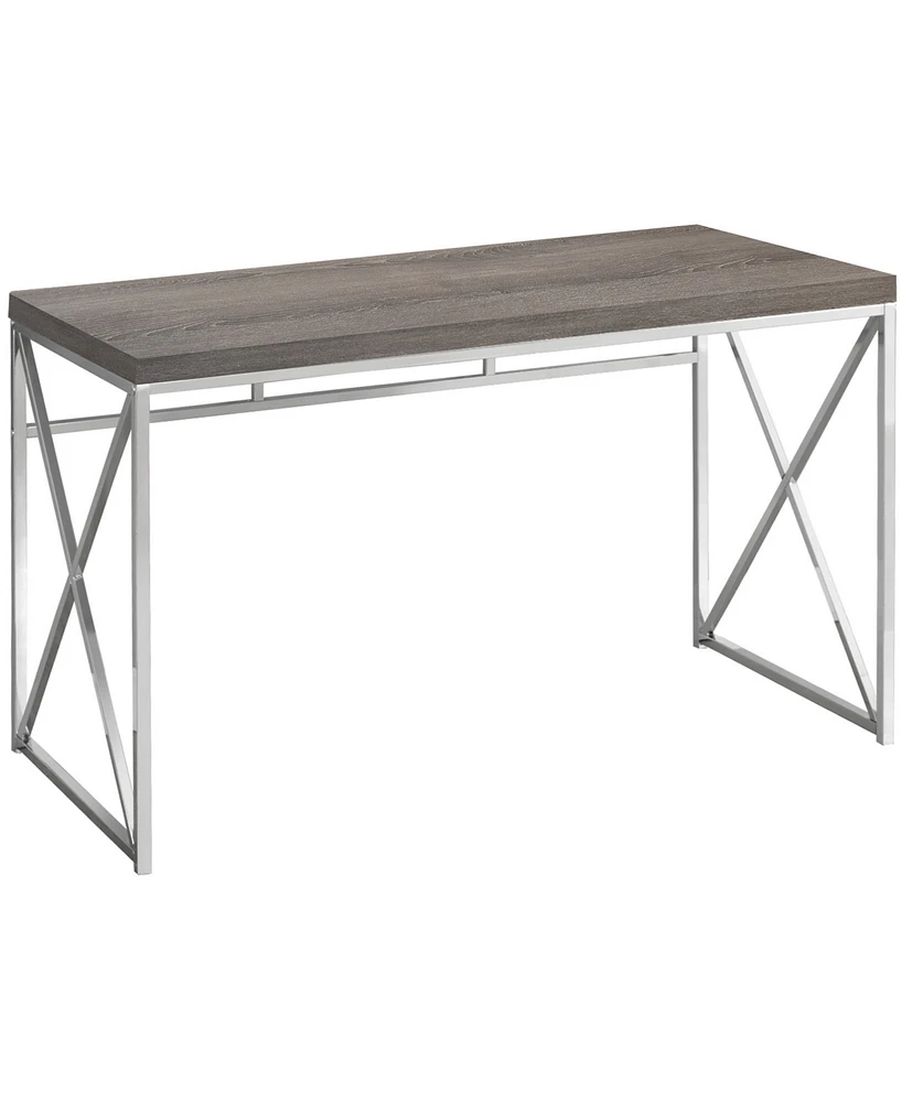 Monarch Specialties 48"L Chrome Metal Computer Desk in Dark Taupe