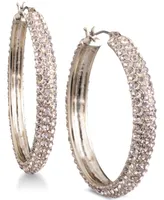 Dkny Micro-Pave 1 2/3" Hoop Earrings