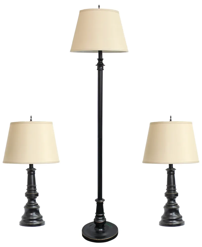 Elegant Designs Restoration Bronze Three Pack Lamp Set (2 Table Lamps, 1 Floor Lamps)