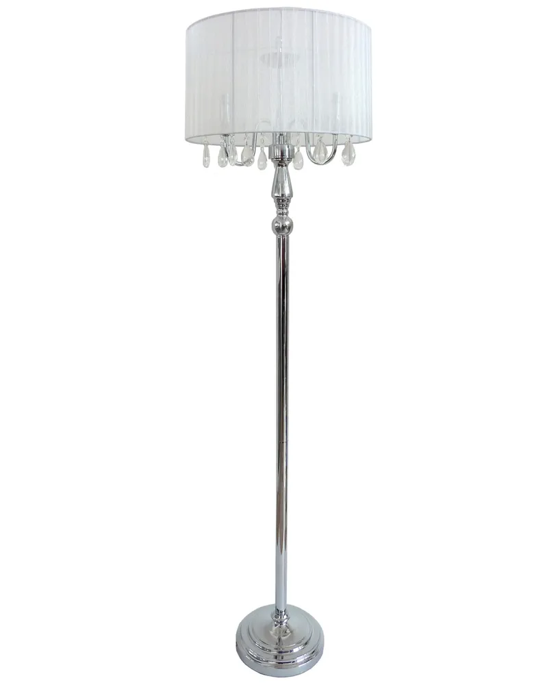 Elegant Designs Trendy Romantic Sheer Shade Floor Lamp with Hanging Crystals