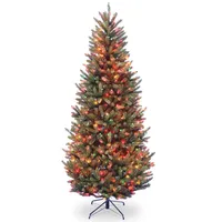 National Tree 7.5' Fraser Slim Fir Hinged Tree with 600 Multi Lights