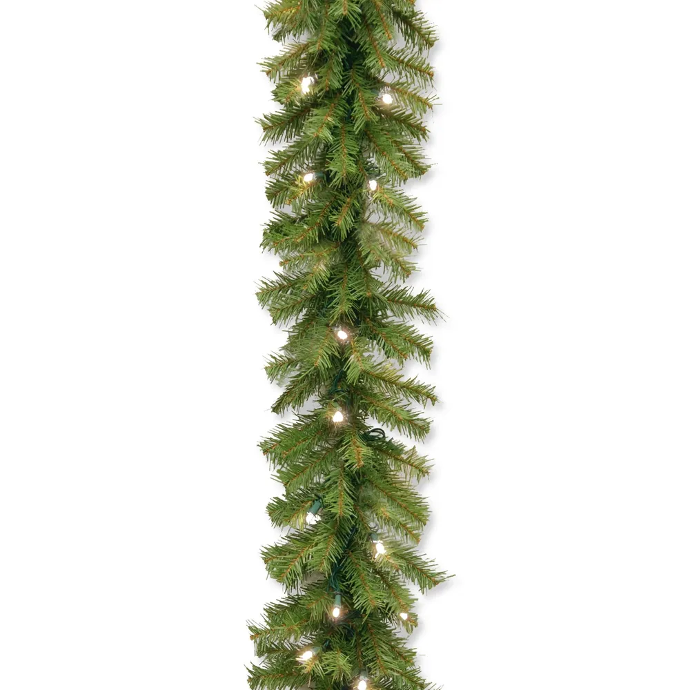 National Tree Company 9' x 10" Norwood Fir Garland with 50 Concave Soft White Led Lights