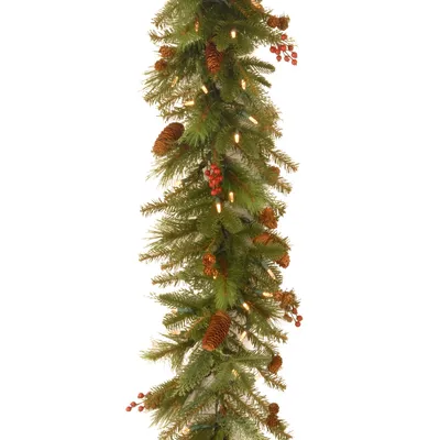 National Tree 6' Noelle Garland with 60 SoftWhite Led Battery Operated Lights