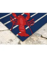 Liora Manne Front Porch Indoor Outdoor Lobster On Stripes Navy Area Rugs