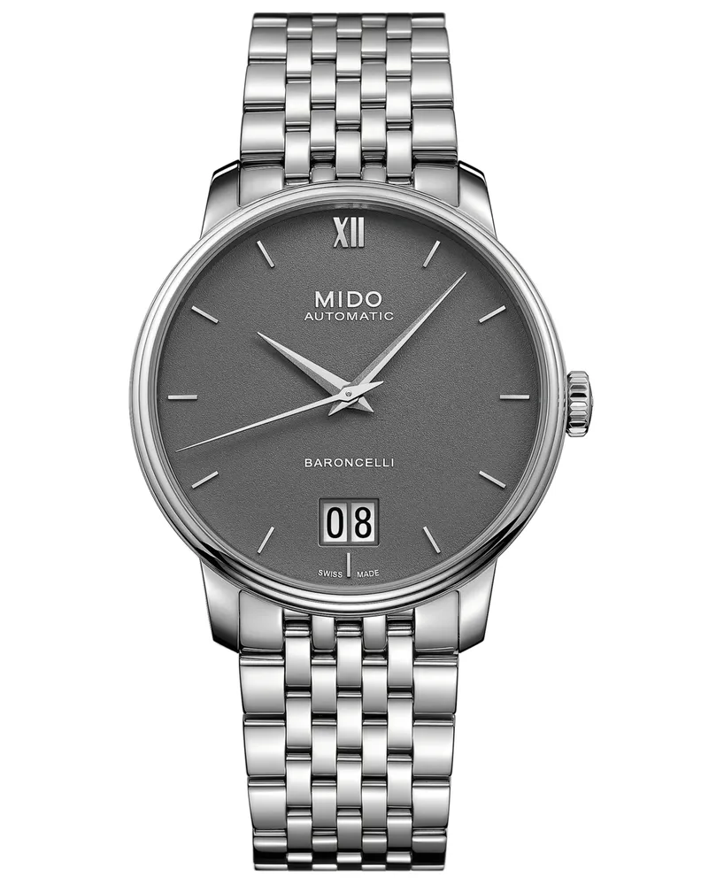 Mido Men's Swiss Automatic Baroncelli Iii Stainless Steel Bracelet Watch 40mm