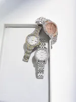 Bulova Women's Sutton Diamond (1/10 ct. t.w.) Two-Tone Stainless Steel Bracelet Watch 32.5mm - Two