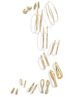 Italian Gold Glitter Wavy Hoop Earrings in 14k Gold