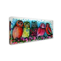Oxana Ziaka '5 Owls' Canvas Art - 10" x 19" x 2"