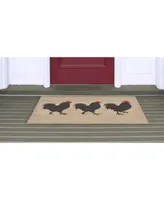 Liora Manne Front Porch Indoor Outdoor Roosters Neutral Area Rugs