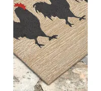 Liora Manne Front Porch Indoor/Outdoor Roosters Neutral 2' x 5' Runner Area Rug