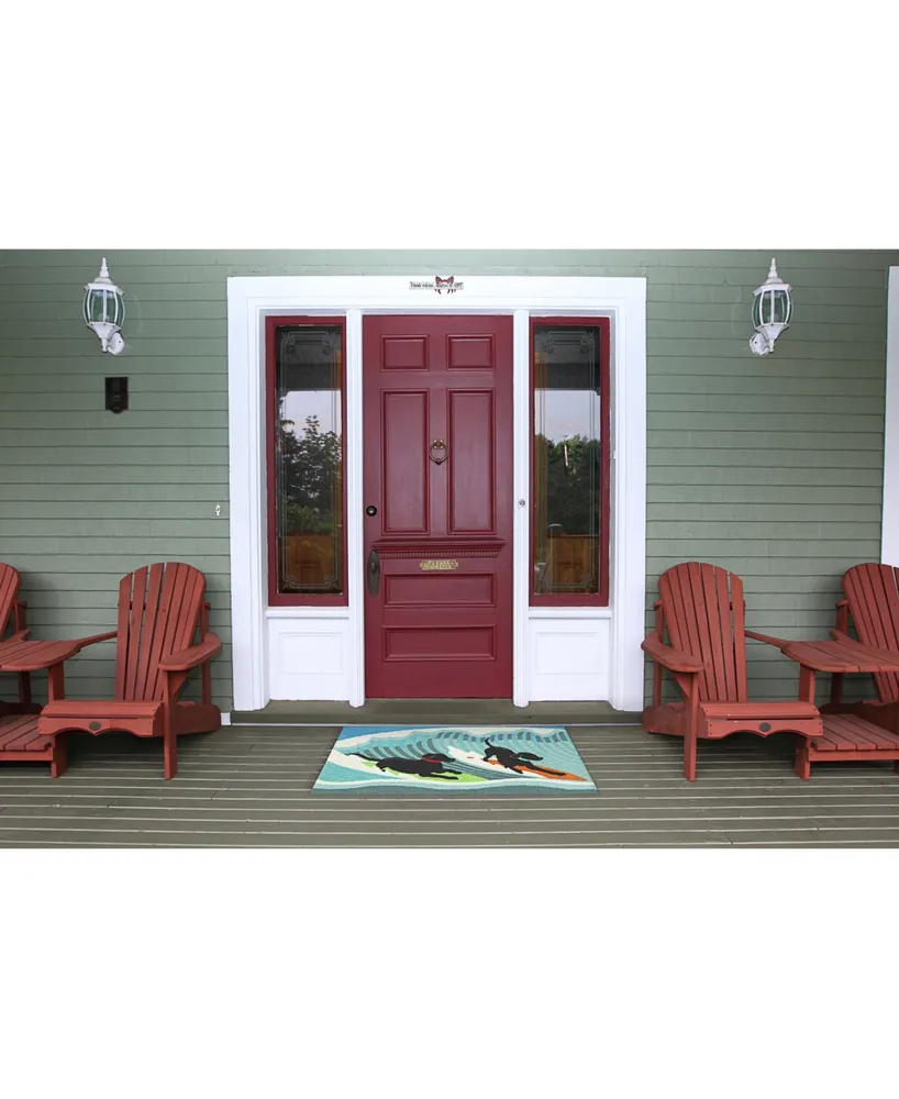 Liora Manne Front Porch Indoor/Outdoor Surfing Dogs Ocean 2'6" x 4' Area Rug
