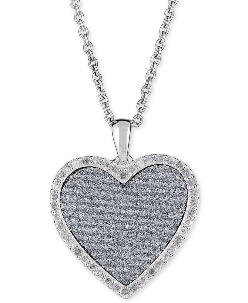Diamond Glitter Heart 18" Pendant Necklace (1/4 ct. t.w.) in Sterling Silver