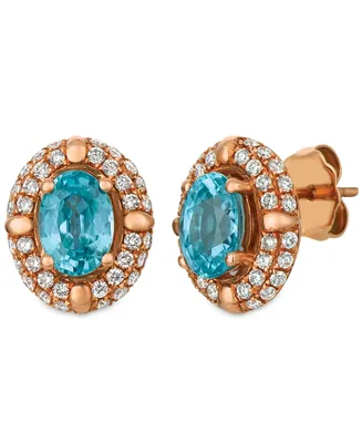 Le Vian Blue Zircon (2 5/8 ct.t.w.) and Nude Diamonds (1 ct.t.w.) Earrings set in 14k rose gold