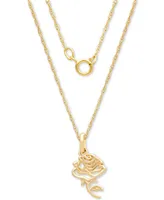 Disney Children's Belle Rose 15" Pendant Necklace in 14k Gold