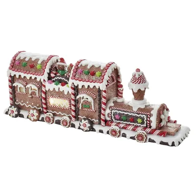 Kurt Adler 19.5 Inch Battery Operated Gingerbread Led Train Tablepiece