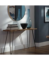 Alaterre Furniture Hairpin Natural Live Edge Wood with Metal 48" Media Console Table