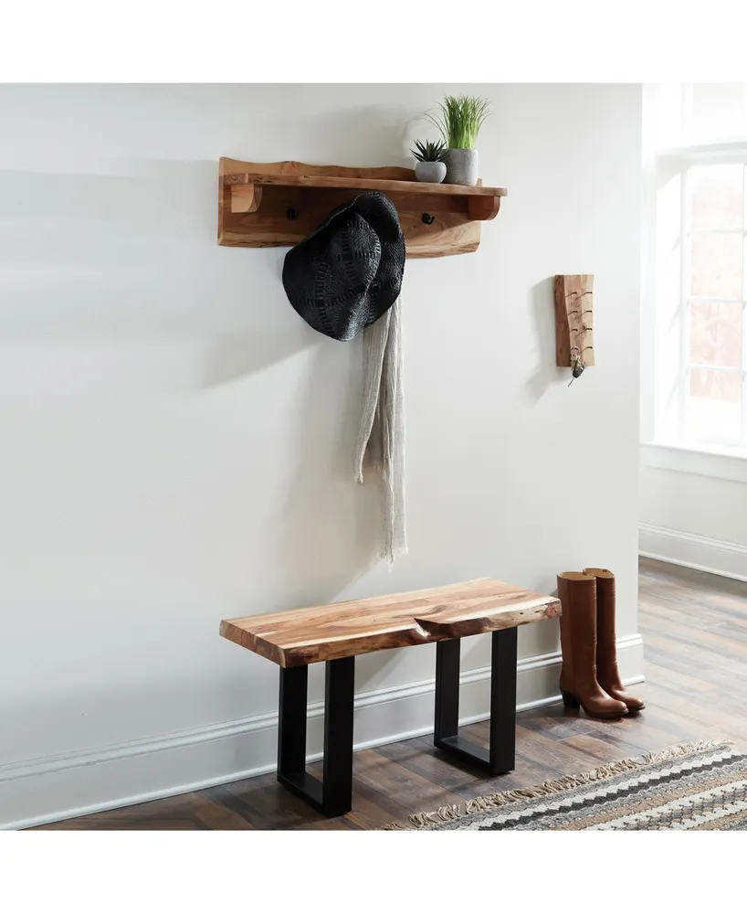 Alaterre Furniture Alpine Natural Live Edge 36 Bench With Coat Hook Shelf  Set