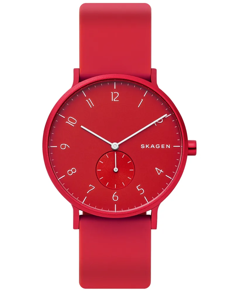 Skagen Aaren Kulor Aluminum Silicone Strap Watch 41mm Created for Macy's