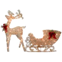 National Tree Company Reindeer and Santa's Sleigh with Led Lights