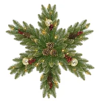 National Tree Company 32" Gold Dunhill Fir Snowflake w/ 35 Warm White Battery Operated Led Lights