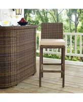 Bradenton Outdoor Wicker Bar Height Stools (Set Of 2) With Cushions