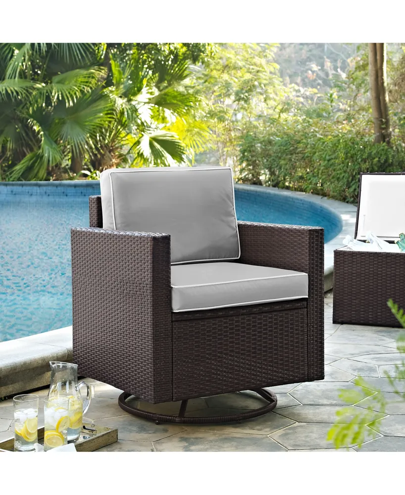 Palm Harbor Outdoor Wicker Swivel Rocker Chair With Cushions