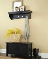 Shaker Cottage Tray Shelf Coat Hook with Cabinet Bench Set, Charcoal Gray