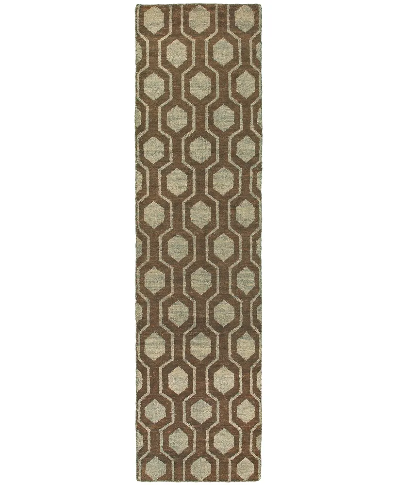 Closeout! Oriental Weavers Maddox 56504 Brown/Blue 2'6" x 10' Runner Area Rug