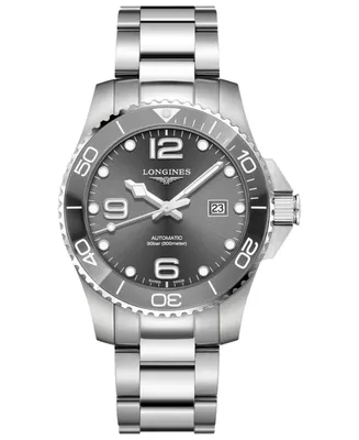 Longines Men's Swiss Automatic HydroConquest Stainless Steel and Ceramic Bracelet Watch 43mm