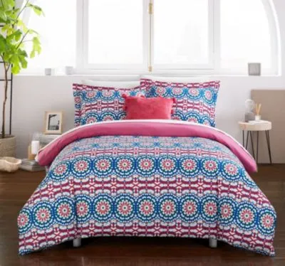 Chic Home Utopia 4 Piece Reversible Duvet Cover Set Patchwork Bohemian  Paisley Print Design Bedding King