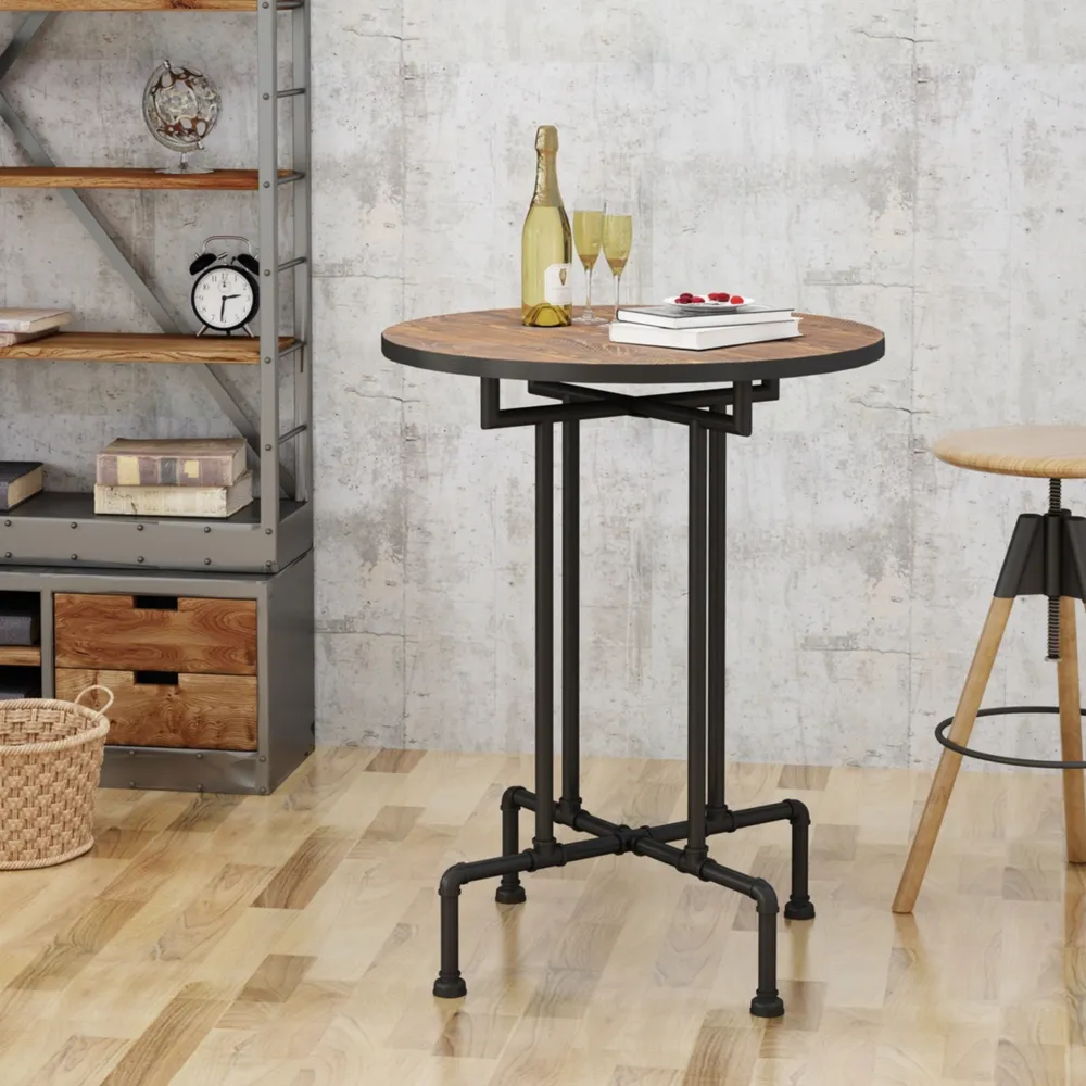 Westleigh Industrial Faux Wood Bar Table, Dark Brown