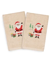 Linum Home Christmas Santa Waving 100% Turkish Cotton 2-Pc. Hand Towel Set