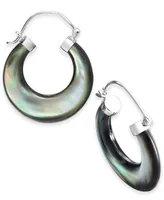 Black Mother-of-Pearl Hoop Earrings in Sterling Silver