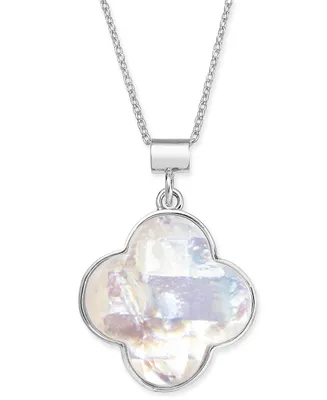 Mother-of-Pearl Clover 18" Pendant Necklace in Sterling Silver