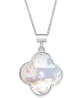 Mother-of-Pearl Clover 18" Pendant Necklace in Sterling Silver