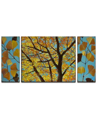 Ready2HangArt, 'Ginkgo' 3 Piece Abstract Canvas Wall Art Set,30x60"