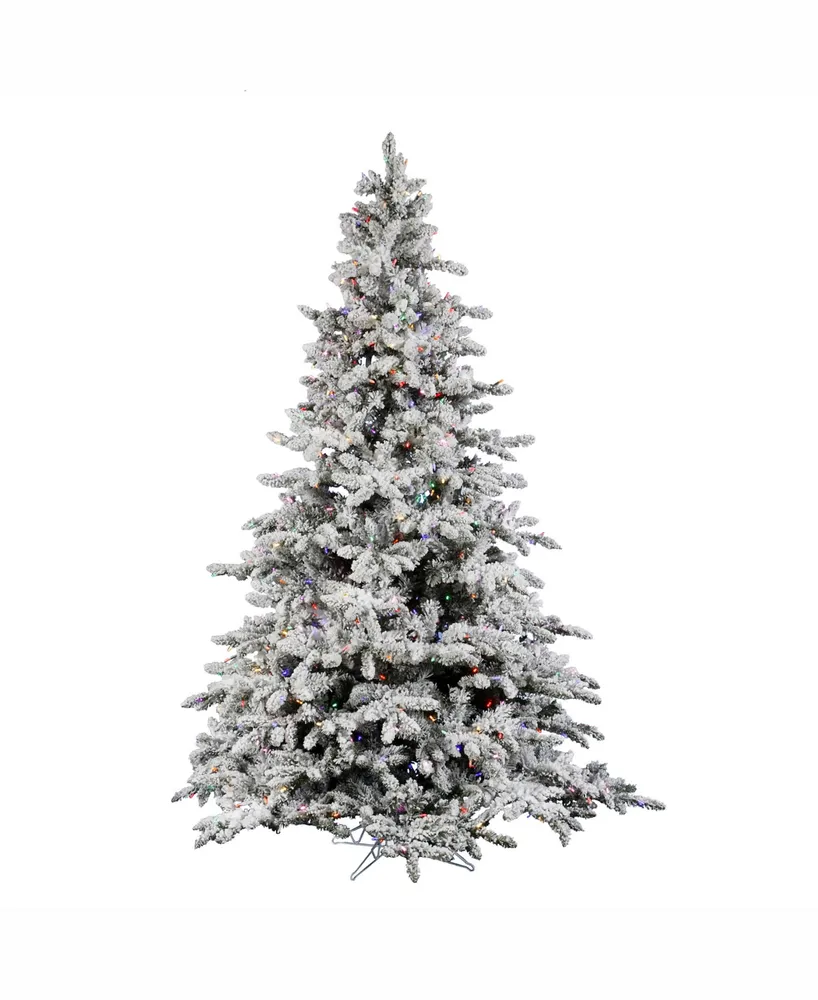 Vickerman ft Flocked Utica Fir Artificial Christmas Tree With Multi Led Lights