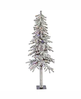Vickerman 5 ft Flocked Alpine Artificial Christmas Tree With 150 Multi Lights