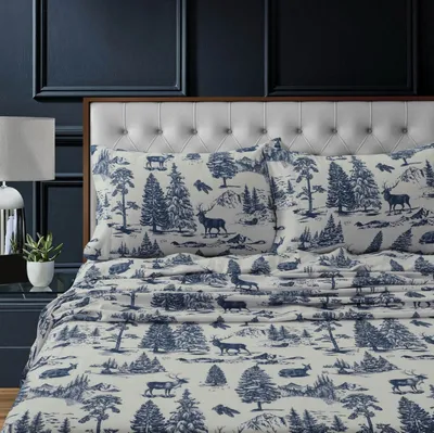 Mountain Toile Heavyweight Flannel King Sheet Set