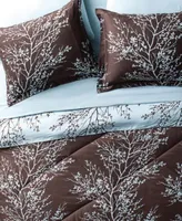 Vcny Home Blue Chocolate Leaf Comforter Set Collection