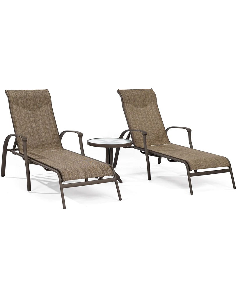 Oasis Outdoor Aluminum 3-Pc. Chaise Set (2 Chaise Lounges and 1 End Table), Created for Macy's