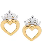 Disney Children's Tiara Heart Stud Earrings in 14k Gold