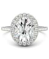 Moissanite Oval Halo Ring (3-1/2 ct. tw. Diamond Equivalent) 14k White Gold