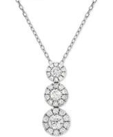 Diamond Triple Cluster Adjustable Pendant Necklace (1/2 ct. t.w.) in 14k White Gold
